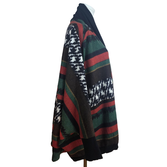 Ces Femme Striped Open Front Cardigan Made in USA Lagenlook Western Wm's Lg - Picture 3 of 8